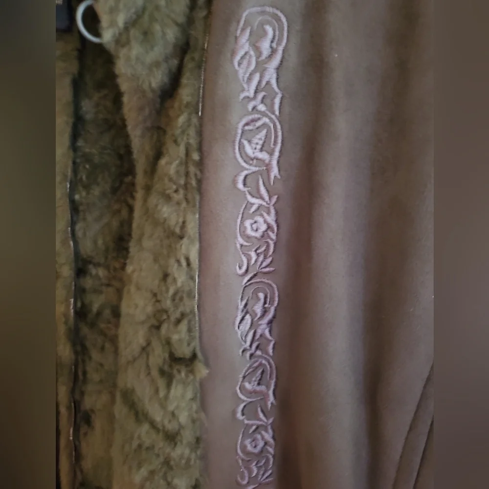 Dennis Basso faux fur green celtic eye hook jacket womens Large